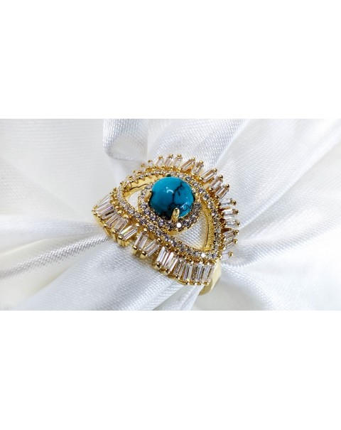 Δαχτυλίδι μάτι με τυρκουάζ και ζιργκόν