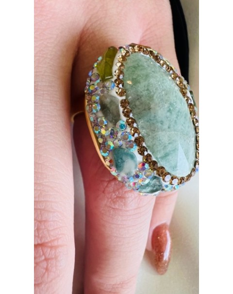 Δαχτυλίδι με Αμαζονίτη και ζιργκόν