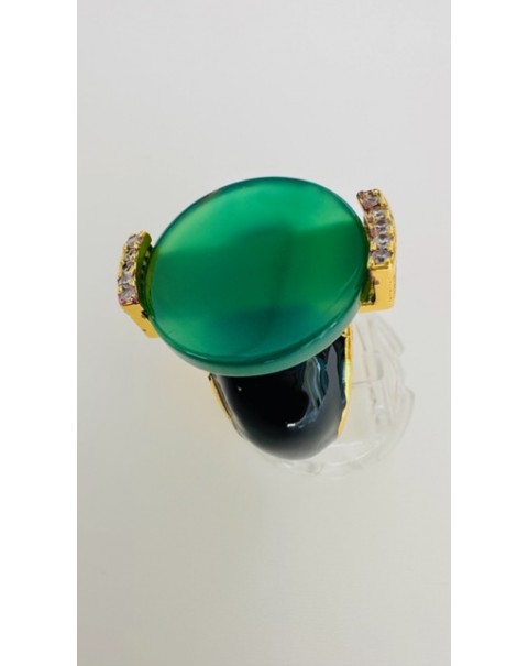 Μεγάλο δαχτυλίδι με Νεφρίτη, σμάλτο και ζιργκόν