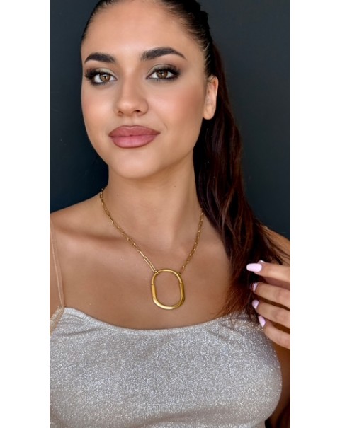 Κολιέ οβάλ κρίκος από ατσάλι