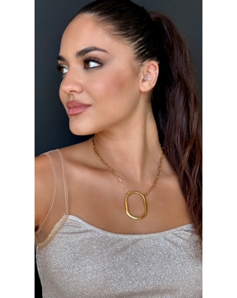 Κολιέ οβάλ κρίκος από ατσάλι