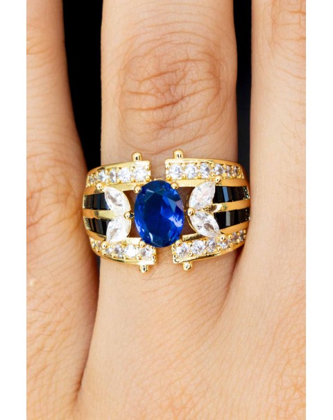 Ανοιγόμενο δαχτυλίδι με οβάλ χρωματιστό ζιργκόν