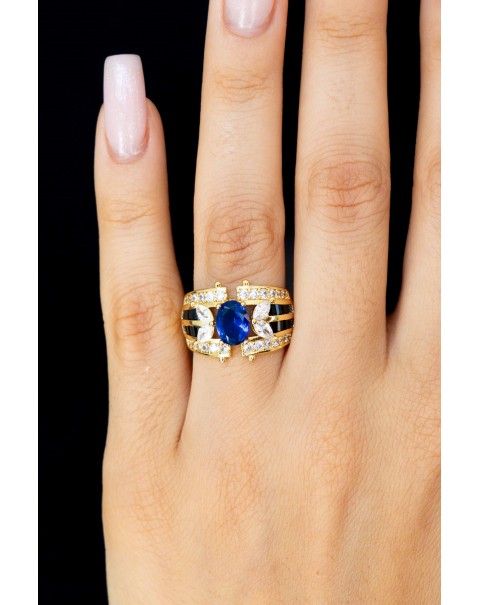 Ανοιγόμενο δαχτυλίδι με οβάλ χρωματιστό ζιργκόν