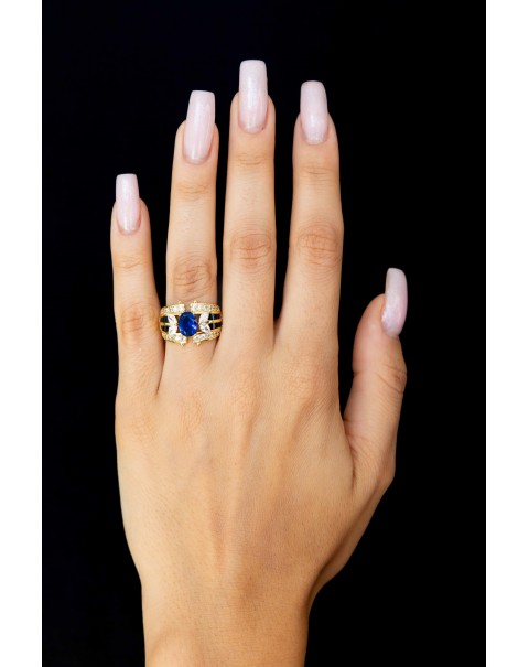 Ανοιγόμενο δαχτυλίδι με οβάλ χρωματιστό ζιργκόν