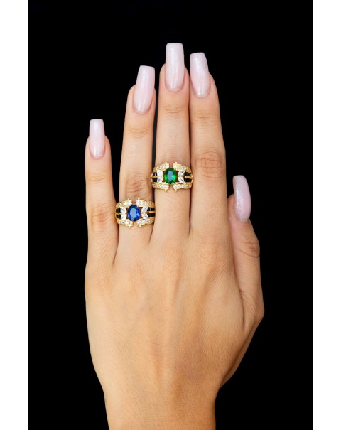 Ανοιγόμενο δαχτυλίδι με οβάλ χρωματιστό ζιργκόν