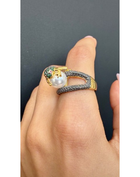 Δαχτυλίδι βάτραχος με πέρλα