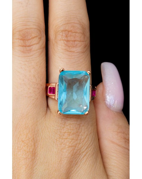 Δαχτυλίδι μονόπετρο με κρύσταλλο ορθογώνιο