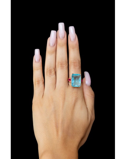 Δαχτυλίδι μονόπετρο με κρύσταλλο ορθογώνιο