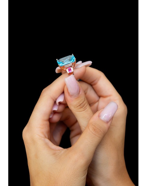 Δαχτυλίδι μονόπετρο με κρύσταλλο ορθογώνιο