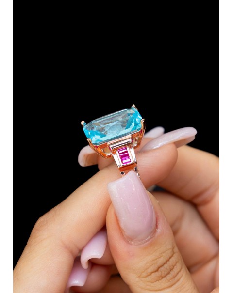 Δαχτυλίδι μονόπετρο με κρύσταλλο ορθογώνιο