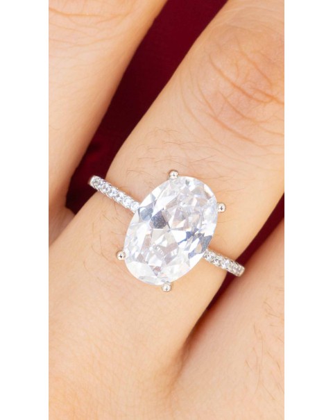 Μονόπετρο οβάλ δαχτυλίδι sterling silver 925