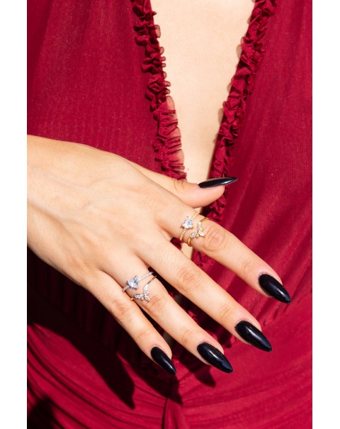 Μονόπετρο καρδιά και Μονόπετρο κορώνα, σετ δύο δαχτυλίδια