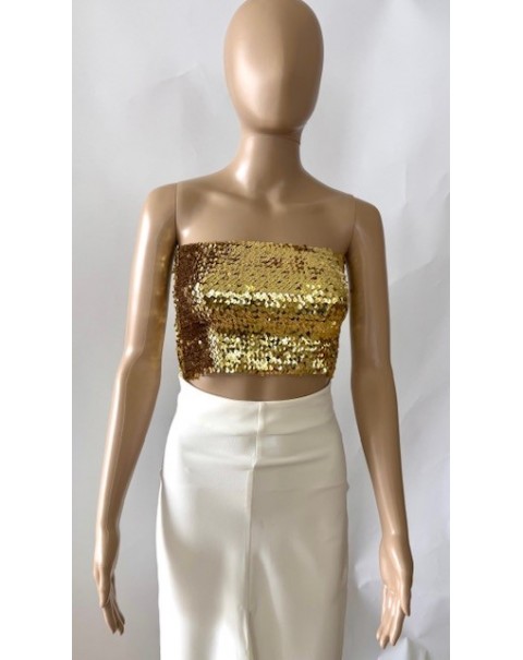 Στράπλες μπλούζα με παγιέτες