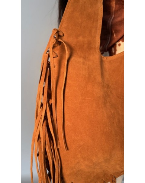 Τσάντα σουέτ καφέ