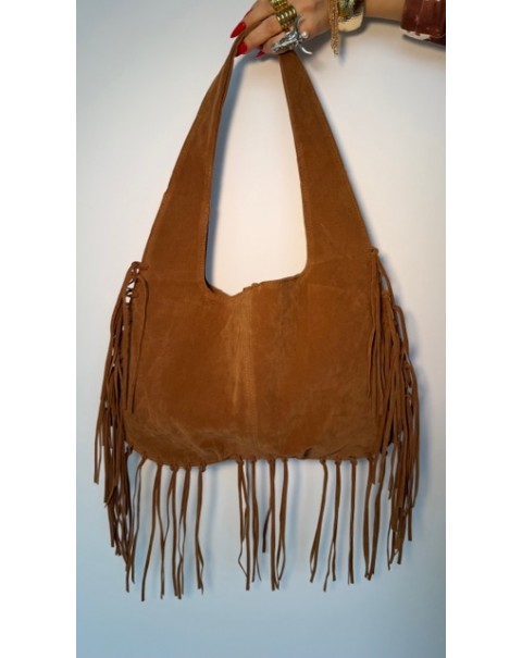 Τσάντα σουέτ καφέ