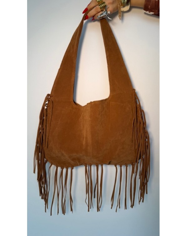 Τσάντα σουέτ καφέ