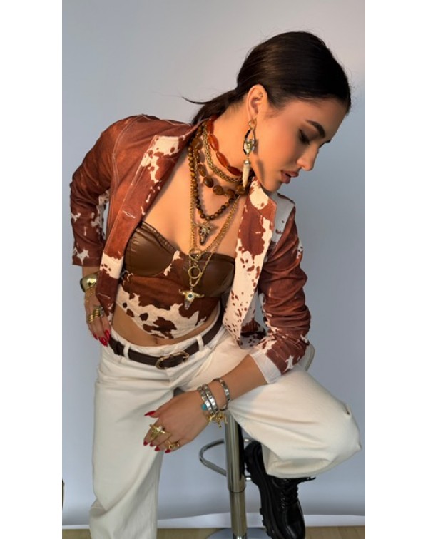 Jacket με cow print 