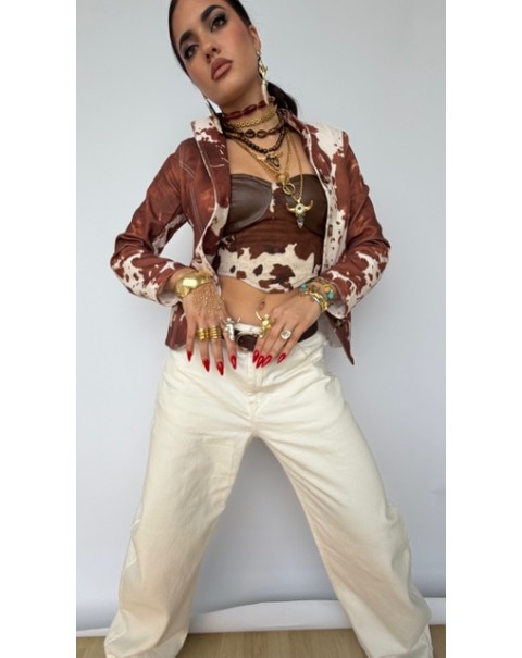 Jacket με cow print 