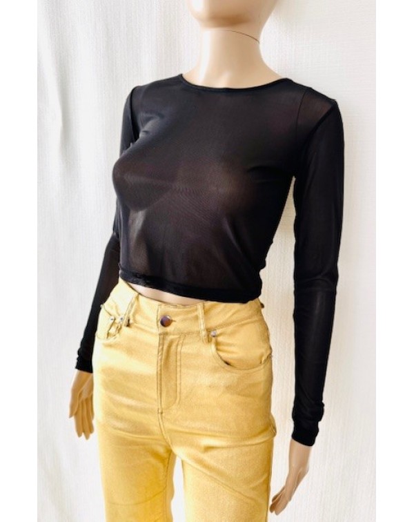 Διάφανη μπλούζα από φιλέ