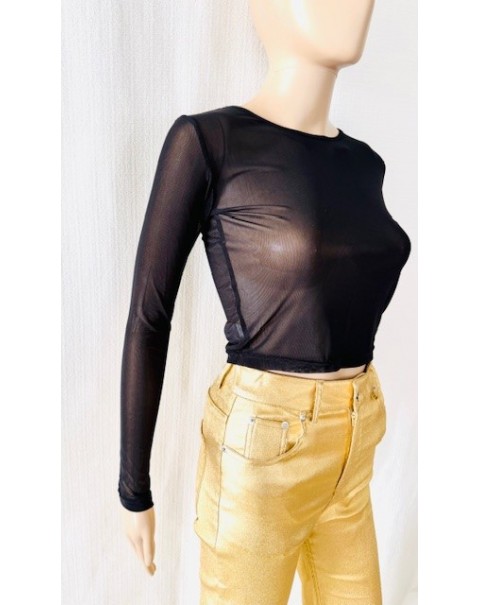 Διάφανη μπλούζα από φιλέ