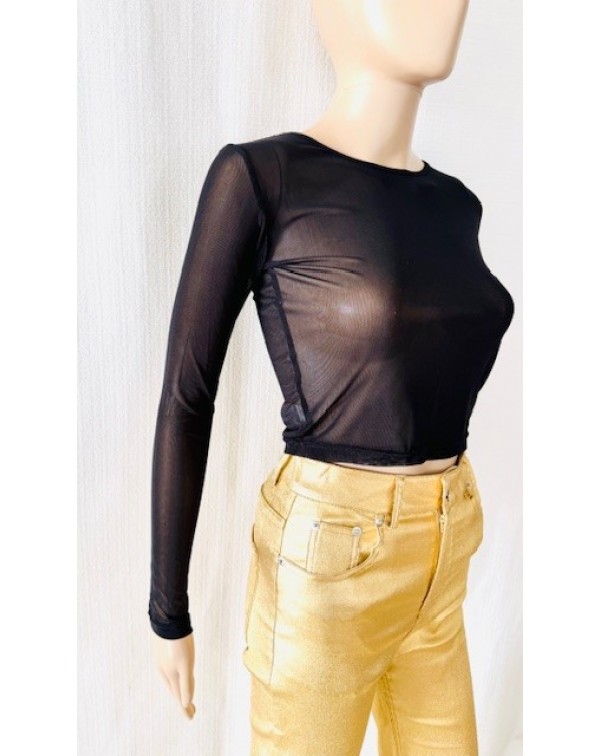 Διάφανη μπλούζα από φιλέ