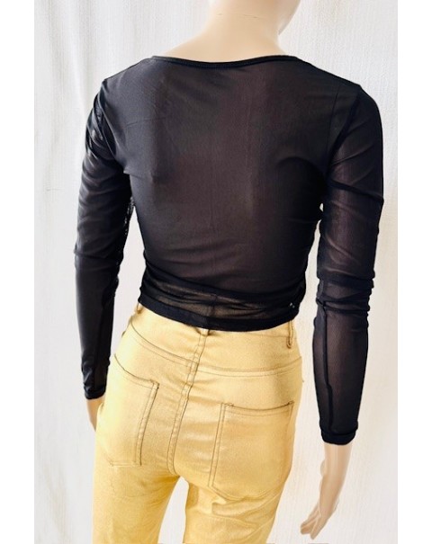 Διάφανη μπλούζα από φιλέ