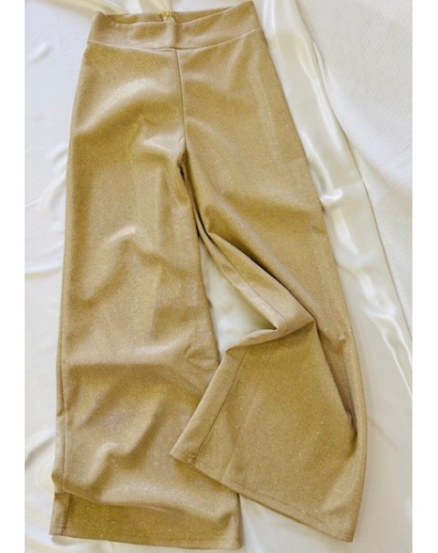 Παντελόνι καμπάνα με μεταλλικό νήμα στην πλέξη του