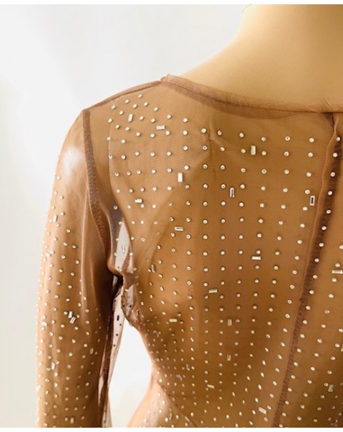 Μακρύ φόρεμα από φιλέ με στρας