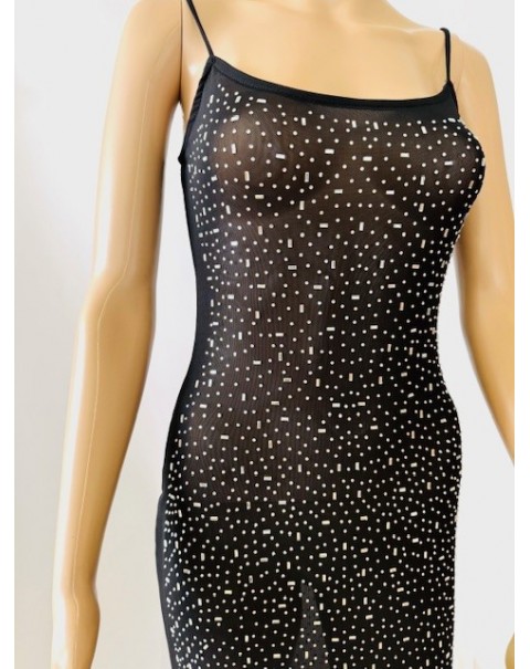 Μακρύ φόρεμα από φιλέ με στρας