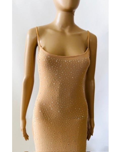 Μακρύ φόρεμα από φιλέ με στρας