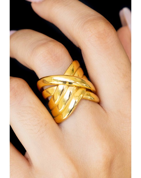 Δαχτυλίδι από ατσάλι με όψη πλεκτού