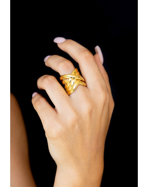 Δαχτυλίδι από ατσάλι με όψη πλεκτού