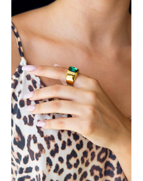 Δαχτυλίδι μονόπετρο ορθογώνιο