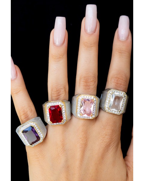 Δαχτυλίδι vintage φαρδύ μονόπετρο 