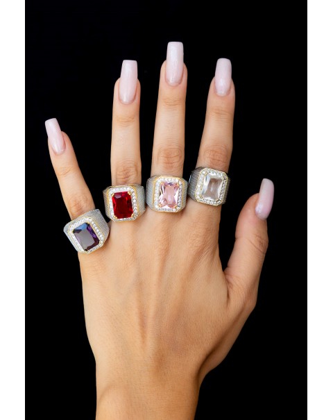 Δαχτυλίδι vintage φαρδύ μονόπετρο 