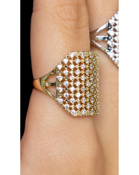 Δαχτυλίδι γεωμετρικό με ζιργκόν