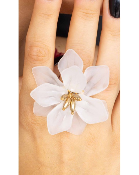 Δαχτυλίδι από ατσάλι με λουλούδι ρητίνης