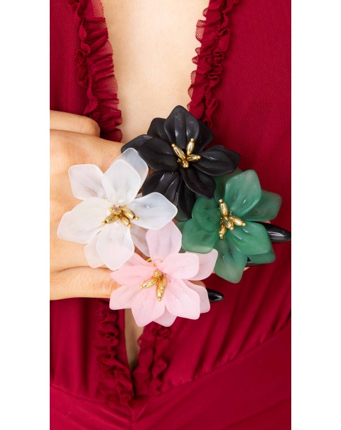 Δαχτυλίδι από ατσάλι με λουλούδι ρητίνης