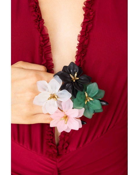 Δαχτυλίδι από ατσάλι με λουλούδι ρητίνης