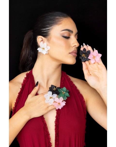 Δαχτυλίδι από ατσάλι με λουλούδι ρητίνης