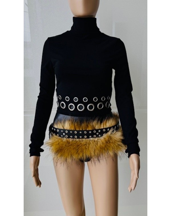 Ζώνη με συνθετική γούνα