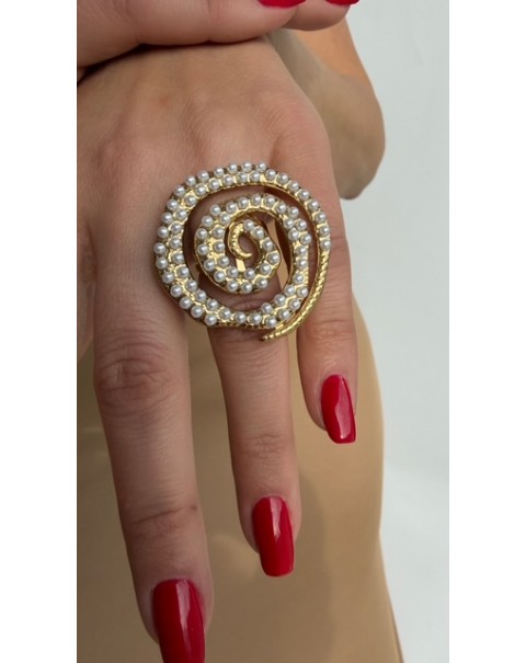 Σπειροειδές δαχτυλίδι με πέρλες