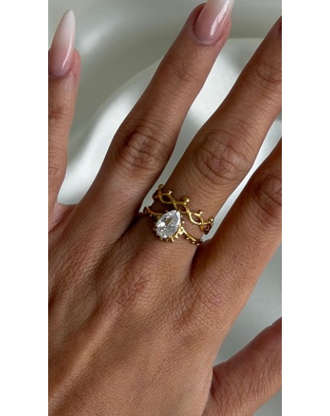 Δαχτυλίδι boho με ζιργκόν 