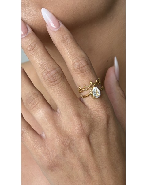 Δαχτυλίδι boho με ζιργκόν 