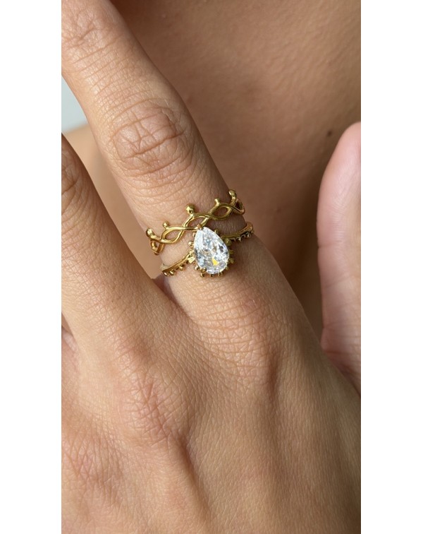 Δαχτυλίδι boho με ζιργκόν 