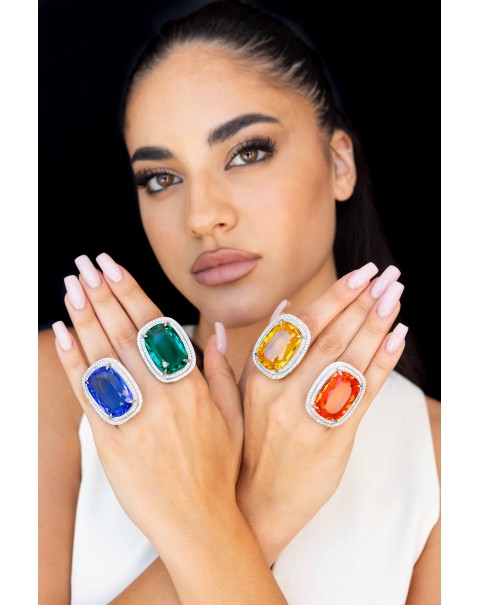 Ορθογώνιο εντυπωσιακό μονόπετρο με ιδιαίτερο δέσιμο