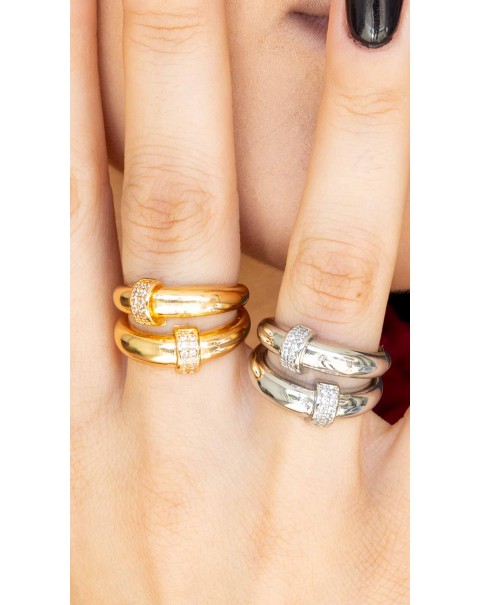 Δαχτυλίδι με διπλή καμπύλη και ζιργκόν