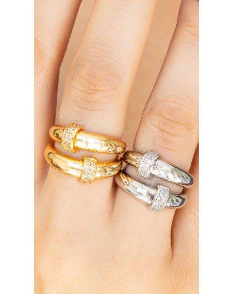 Δαχτυλίδι με διπλή καμπύλη και ζιργκόν