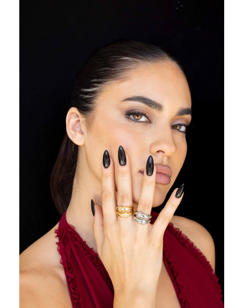 Δαχτυλίδι με διπλή καμπύλη και ζιργκόν