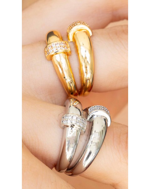 Δαχτυλίδι με διπλή καμπύλη και ζιργκόν